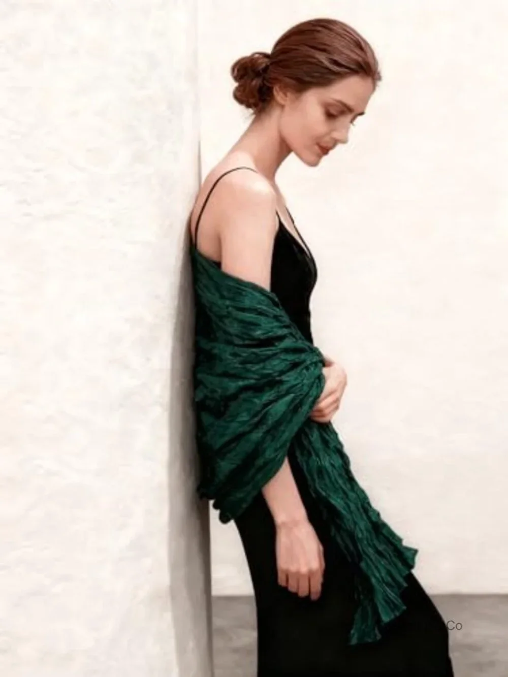 Velvet Wrinkled Shawl Wrap Evening Dress Bridal Scarf Cover Up